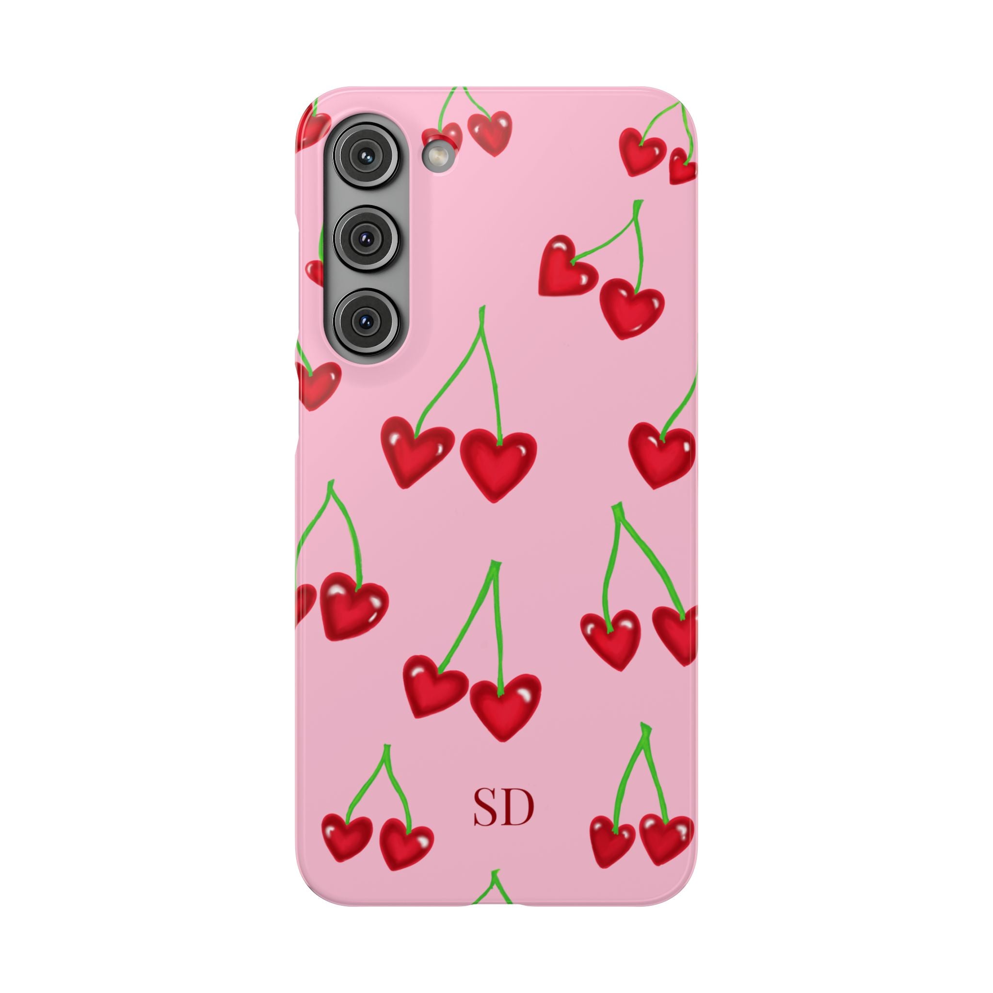 Cherry Heart Phone Case — Pink Cherry Pattern iPhone Case, Samsung Case