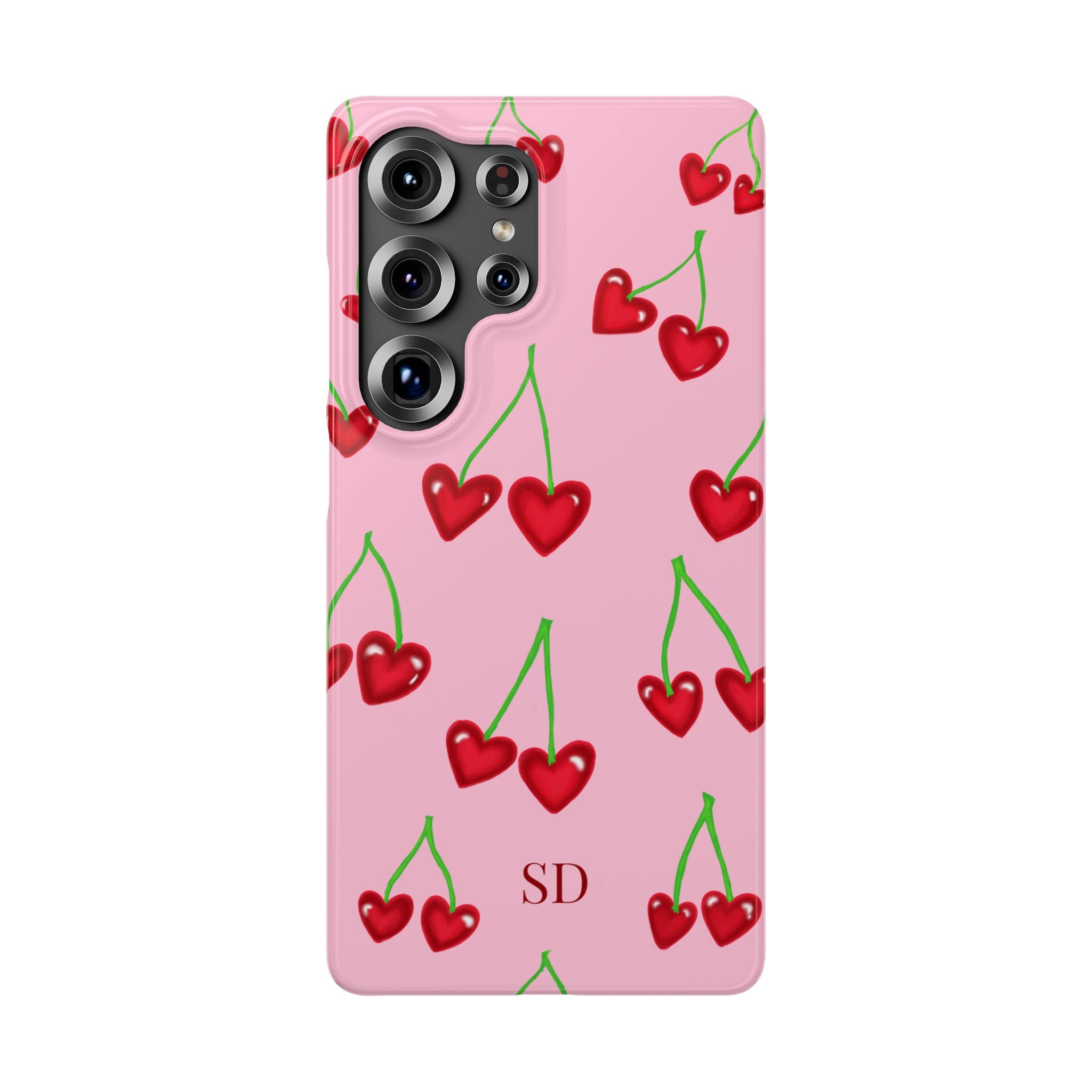 Cherry Heart Phone Case — Pink Cherry Pattern iPhone Case, Samsung Case